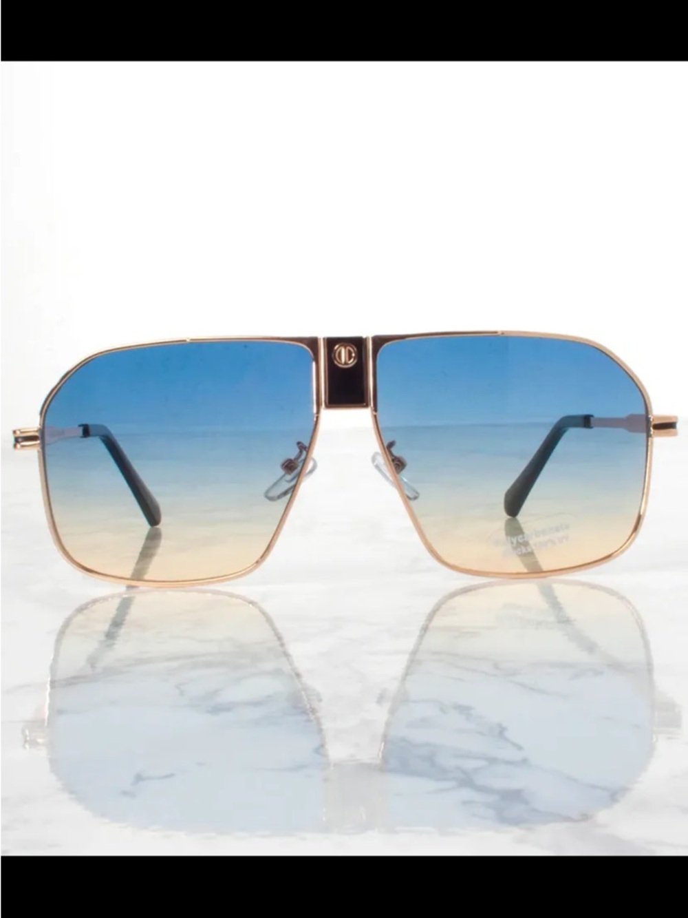 Oversized Frame Blue Gradient Aviator Sunglasses - Women - Picture 2 of 5